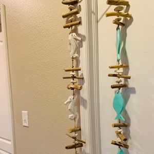 Pair of Coastal Themed Wooden Wind chimes/Decor
